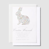 ワイルドフラワーエレガントラビットイースターブランチ ベラム紙招待状 (オフセット)