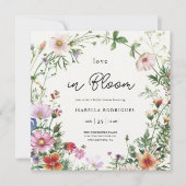 ワイルドフラワーエレガントラブイン開花ブライダルシャワー 招待状 (正面)