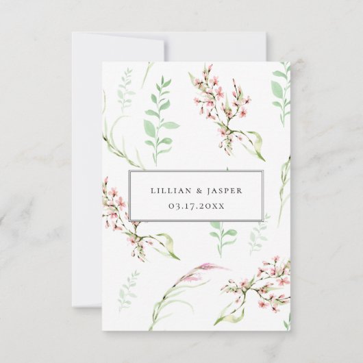 ワイルドフラワーエレガントリースウェディングRSVPカード 出欠カード (裏面)