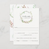 ワイルドフラワーエレガントリースウェディングRSVPカード 出欠カード (正面/裏面)