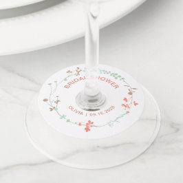 ワイルドフラワーエレガントリースブライダルシャワー ワイングラスタグ