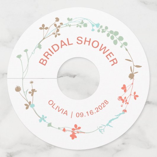 ワイルドフラワーエレガントリースブライダルシャワー ワイングラスタグ (正面)