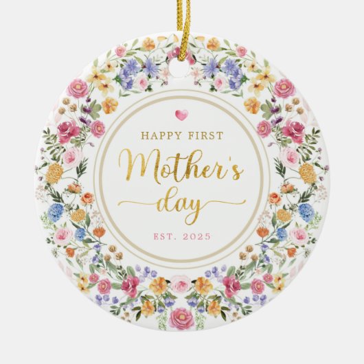 ワイルドフラワーエレガントリース第1回母の日のプレゼント セラミックオーナメント (正面)
