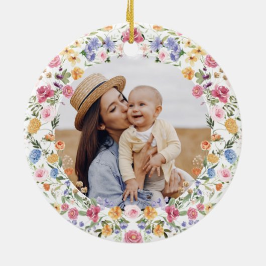 ワイルドフラワーエレガントリース第1回母の日のプレゼント セラミックオーナメント (裏面)