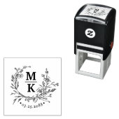 ワイルドフラワーエレガントリース結婚ズカップルモノグラム セルフインキングスタンプ (インサイチュ)
