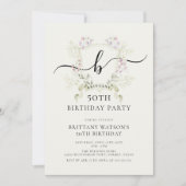 ワイルドフラワーエレガントリース50誕生日 招待状 (正面)