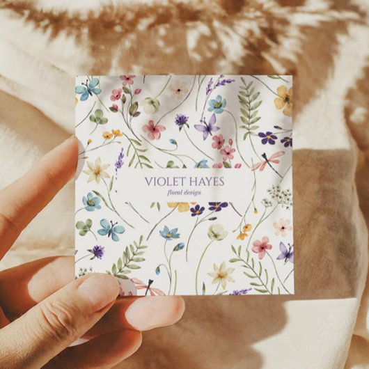 ワイルドフラワーエレガントワイルドフラワーフローラカスタム スクエア名刺