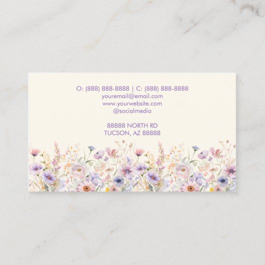 ワイルドフラワーエレガントワイルドフラワーフローラカスタム 名刺 (裏面)