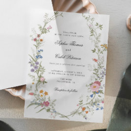 ワイルドフラワーエレガントヴィンテージウェディング招待状 ベラム紙招待状