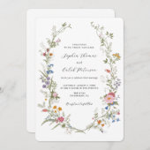 ワイルドフラワーエレガントヴィンテージウェディング招待状 招待状 (正面/裏面)