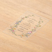 ワイルドフラワーエレガントヴィンテージ結婚式 アクリル招待状 (レイダウン)