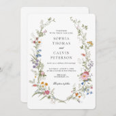 ワイルドフラワーエレガントヴィンテージ結婚式 招待状 (正面/裏面)