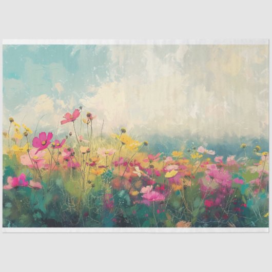 ワイルドフラワーエレガント印象派のデコパージュ 薄葉紙 (正面)