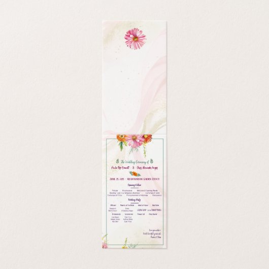ワイルドフラワーエレガント庭園の結婚式プログラム (外部フラット)