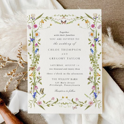 ワイルドフラワーエレガント庭園の結婚式 招待状