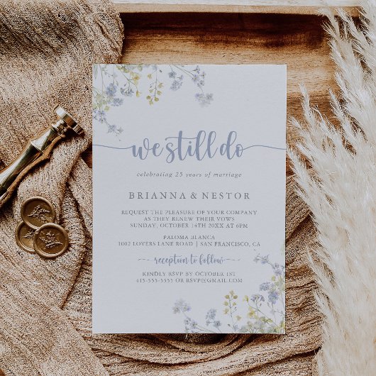 ワイルドフラワーエレガント我々はまだ誓いの更新を行う 招待状