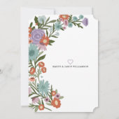 ワイルドフラワーエレガント春フローラベビーフォトホワイト 招待状 (裏面)