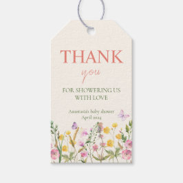 ワイルドフラワーエレガント春ベビーシャワーありがとう ギフトタグ