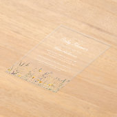 ワイルドフラワーエレガント春ベビーシャワー澄ん アクリル招待状 (レイダウン)