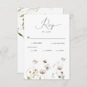 ワイルドフラワーエレガント書道結婚式RSVPカード 招待状 (正面/裏面)