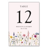ワイルドフラワーエレガント牧草地赤面ピンク結婚ズ テーブルナンバー (正面)