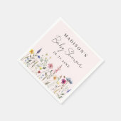 ワイルドフラワーエレガント牧草地赤面ピンク赤ちゃんシャワー スタンダードカクテルナプキン (角)