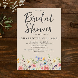 ワイルドフラワーエレガント素朴ブライダルシャワー 招待状