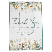ワイルドフラワーエレガント結婚の感謝 ミディアムペーパーバッグ (裏面)