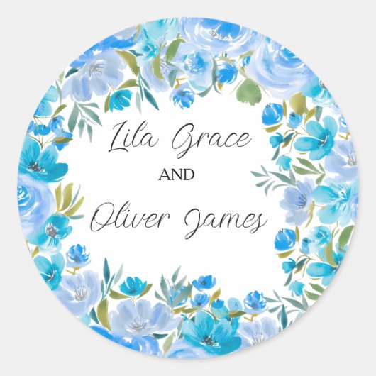 ワイルドフラワーエレガント結婚式招待状 ラウンドシール (正面)