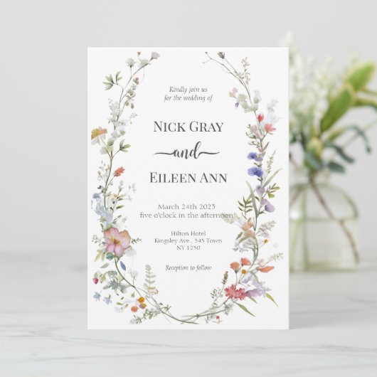 ワイルドフラワーエレガント結婚式招待状 招待状 (スタンド正面)