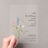 ワイルドフラワーエレガント結婚素朴フローラ アクリル招待状 (インサイチュ (ポータブル))