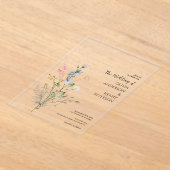 ワイルドフラワーエレガント結婚素朴フローラ アクリル招待状 (レイダウン)