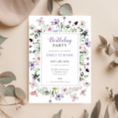 ワイルドフラワーエレガント誕生日招待状 招待状