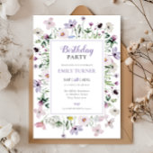 ワイルドフラワーエレガント誕生日招待状 招待状
