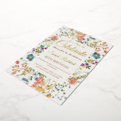 ワイルドフラワーエレガント誕生日招待状 箔招待状 (回転した状態)