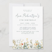 ワイルドフラワーエレガント誕生日 招待状 (正面)