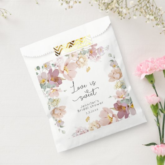 ワイルドフラワーエレガント赤面ピンクブライダルシャワー フェイバーバッグ (封をした状態)