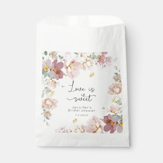 ワイルドフラワーエレガント赤面ピンクブライダルシャワー フェイバーバッグ (正面)