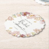 ワイルドフラワーエレガント赤面ピンクブライダルシャワー ペーパーコースター (アングル)