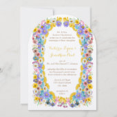 ワイルドフラワーエレガント開花イエローエレガンス結婚ズ 招待状 (正面)