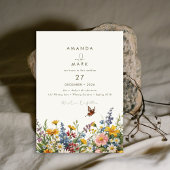 ワイルドフラワーエレガント開花ブーケ招待状 招待状