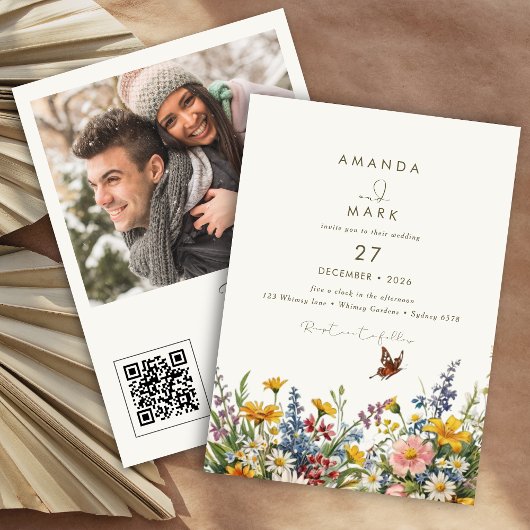 ワイルドフラワーエレガント開花ブーケ招待状 招待状