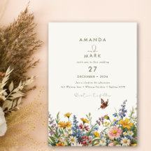 ワイルドフラワーエレガント開花ブーケ招待状
