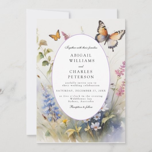 ワイルドフラワーエレガント開花ブーケ 招待状 (正面)