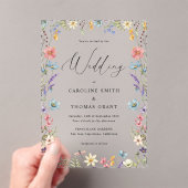 ワイルドフラワーエレガント開花ロマンチック結婚脚本 アクリル招待状 (インサイチュ (ポータブル))