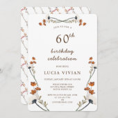 ワイルドフラワーエレガント60王室の誕生日パーティー 招待状 (正面/裏面)