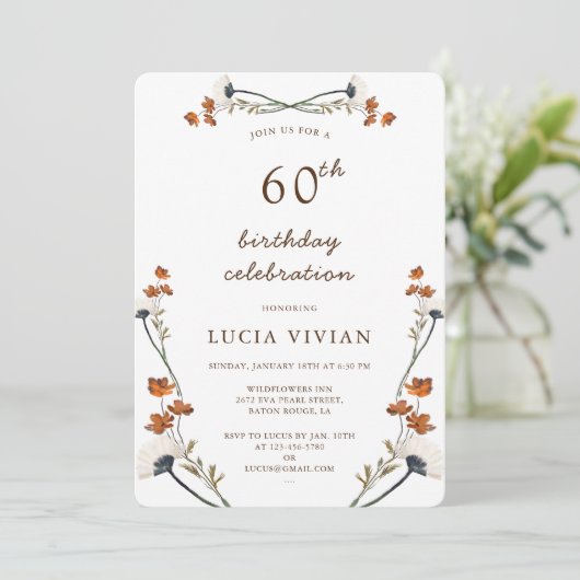 ワイルドフラワーエレガント60王室の誕生日パーティー 招待状 (スタンド正面)