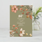 ワイルドフラワーエレガント60thグリーン誕生日 招待状 (スタンド正面)