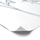 ワイルドフラワーエレガント・ペリウィンクル結婚の歓迎サイン ポスター (角)