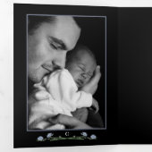 ワイルドフラワーエレガント、3フォトコラージュベビー誕生 三つ折り案内状 (内部最初)